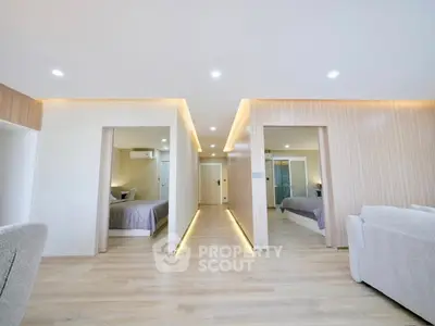 Spacious modern apartment with open layout and elegant lighting