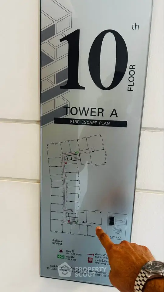 10th floor fire escape plan for Tower A with detailed layout.