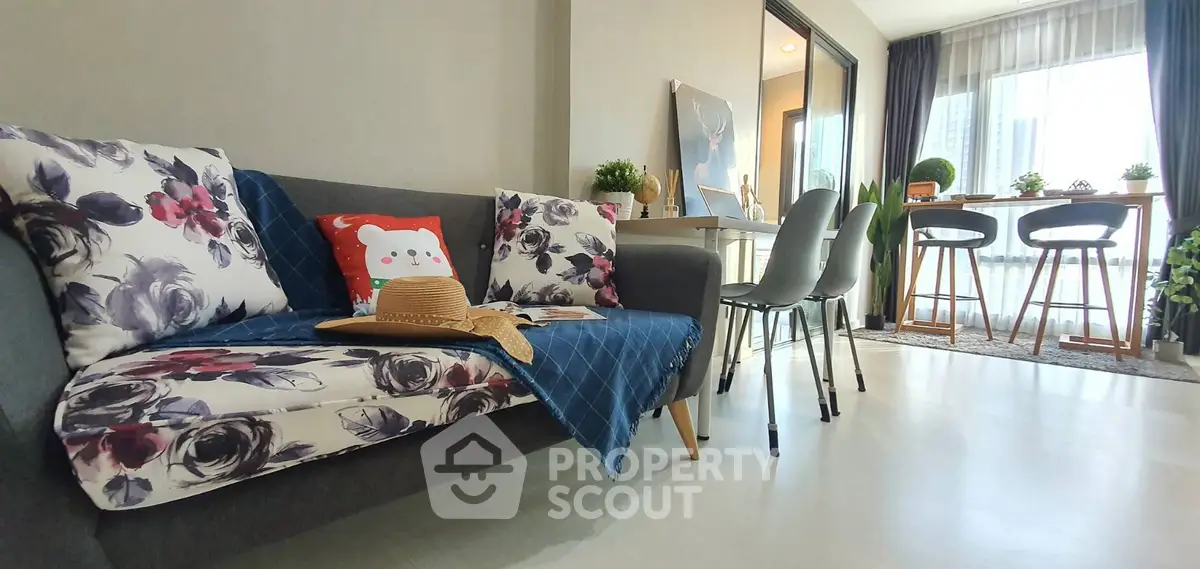 Modern living room with stylish decor and natural light