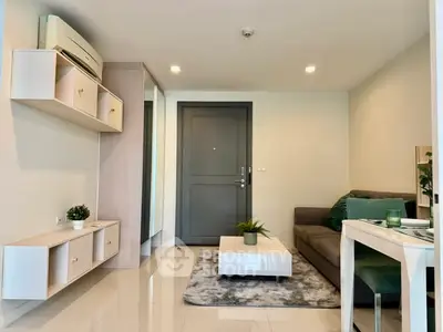 Modern living room with sleek furniture and stylish decor