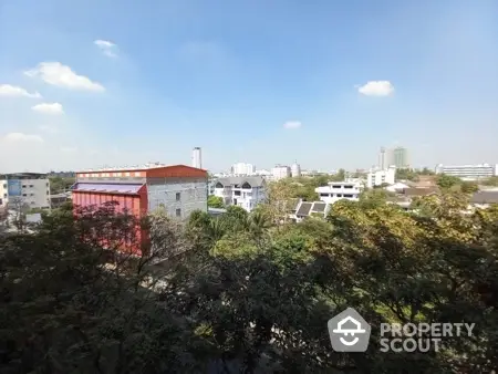 Stunning cityscape view from a high vantage point showcasing urban architecture and lush greenery.