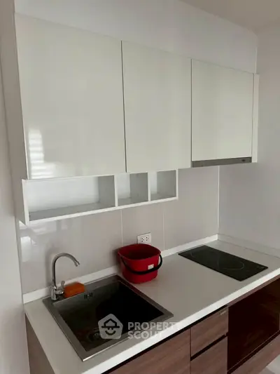 Modern kitchen with sleek cabinetry and electric cooktop