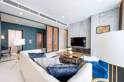 Luxurious modern living room with elegant decor and spacious seating area