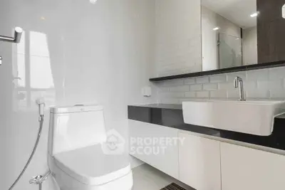 Modern bathroom with sleek fixtures and minimalist design