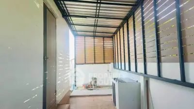 Spacious balcony with modern design and ample natural light