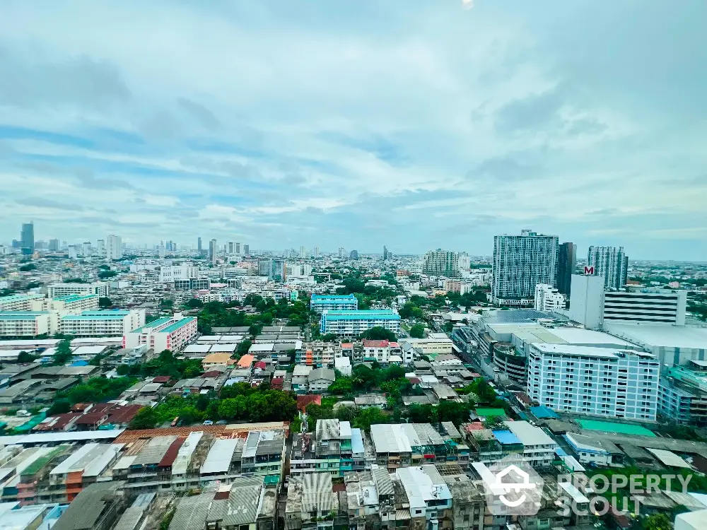 Stunning cityscape view from high-rise building showcasing urban skyline and vibrant city life.