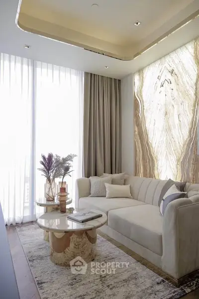 Luxurious living room with elegant decor and natural light