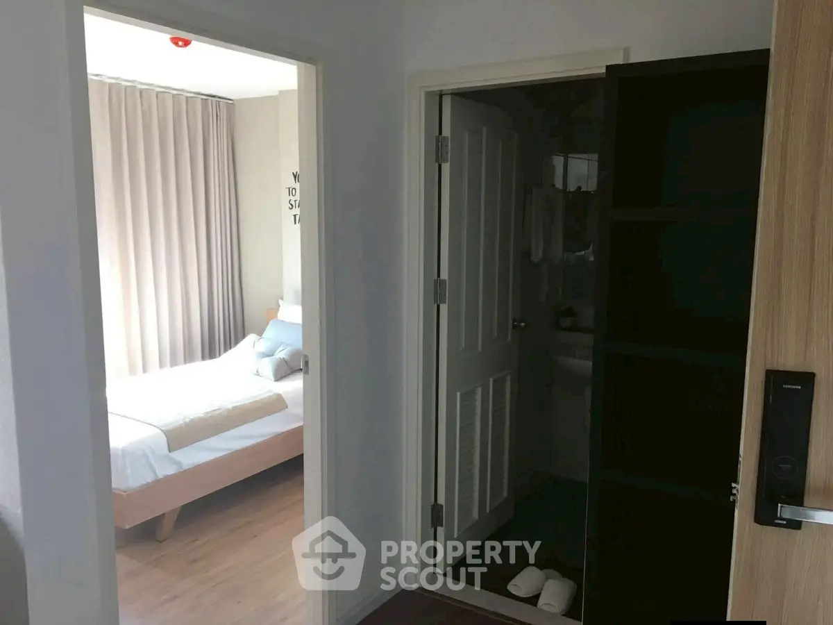 Modern bedroom with ensuite bathroom and stylish decor