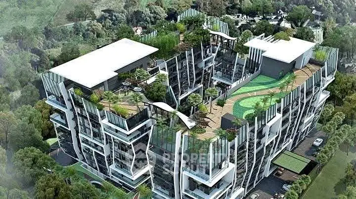 Stunning modern building with lush rooftop gardens and unique architectural design.