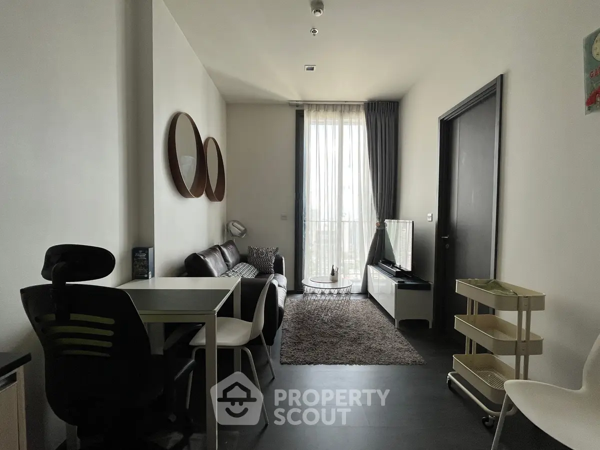 Modern living room with stylish decor and natural light