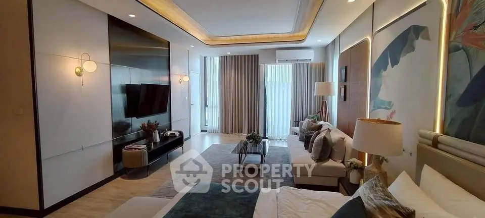 Luxurious modern living room with elegant decor and natural light