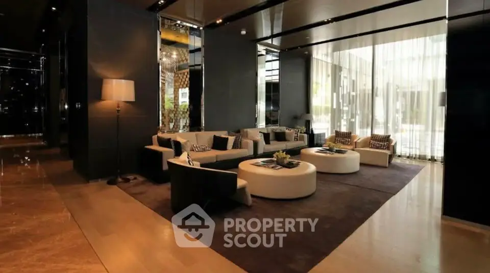 Luxurious modern living room with elegant decor and ample natural light