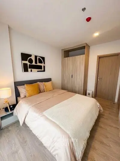 Modern bedroom with stylish decor and cozy ambiance