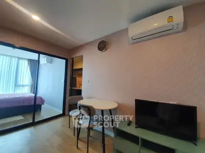 Modern apartment interior with air conditioning and stylish decor