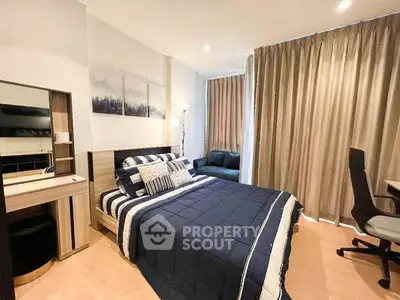 Modern bedroom with stylish decor and cozy ambiance