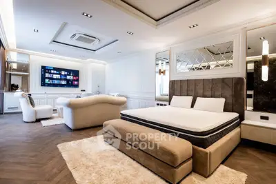 Luxurious modern living room with elegant decor and plush furnishings
