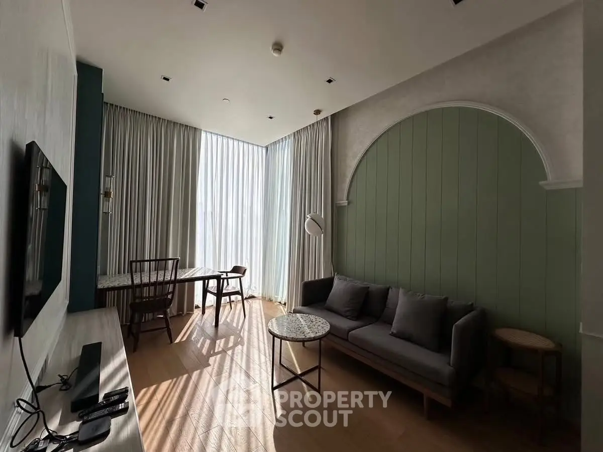 Stylish living room with modern furniture and natural light