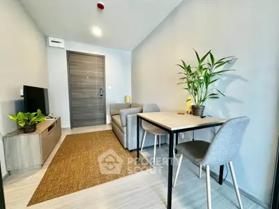 Modern living room with cozy seating and stylish decor