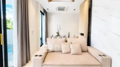 Luxurious modern living room with elegant decor and natural light