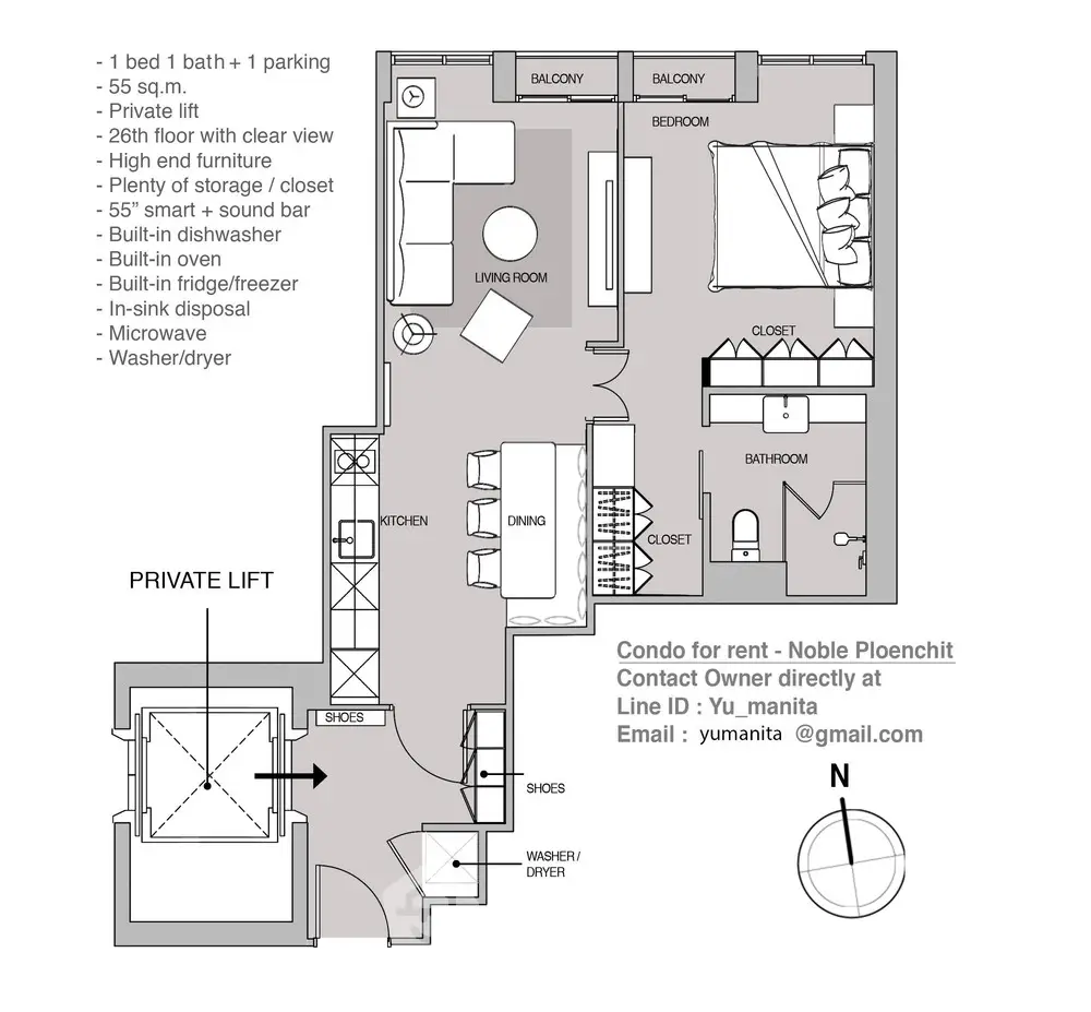  1 Bedroom Condo at Noble Ploenchit-1