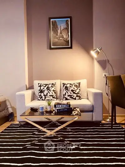 Stylish living room with modern decor and cozy ambiance