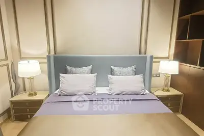 Luxurious bedroom with elegant decor and ambient lighting