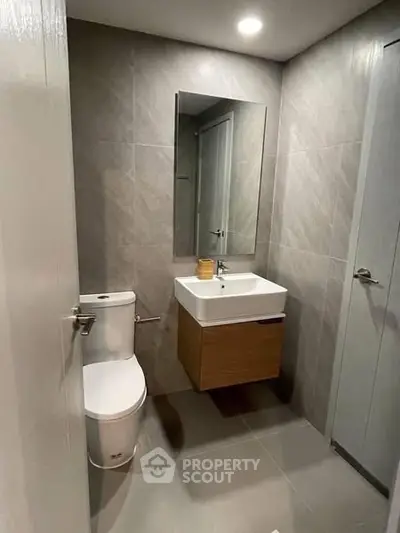 Modern bathroom with sleek fixtures and minimalist design