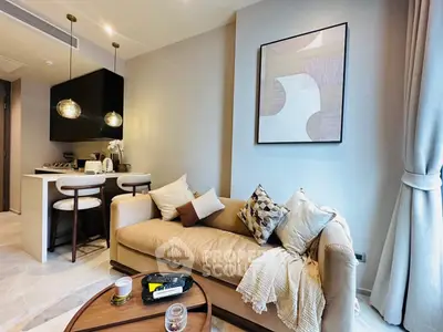 Stylish modern living room with cozy sofa and elegant decor