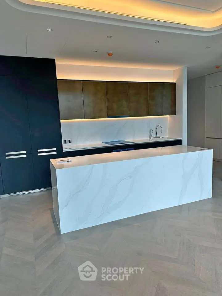 Modern kitchen with sleek island and minimalist design