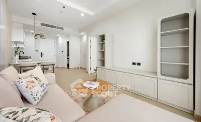 Modern living room with cozy sofa and stylish decor in a bright apartment