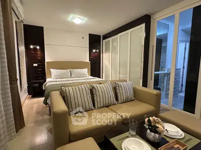 Luxurious studio apartment with modern decor and cozy ambiance