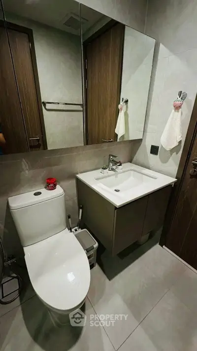 Modern bathroom with sleek fixtures and elegant design