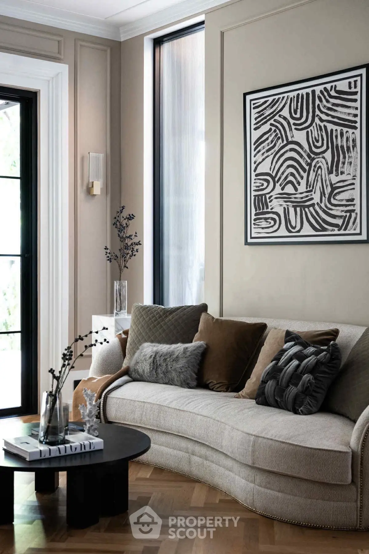 Elegant living room with modern decor and stylish furniture