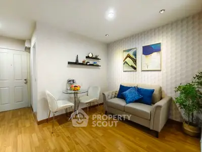 Cozy living room with modern decor and wooden flooring