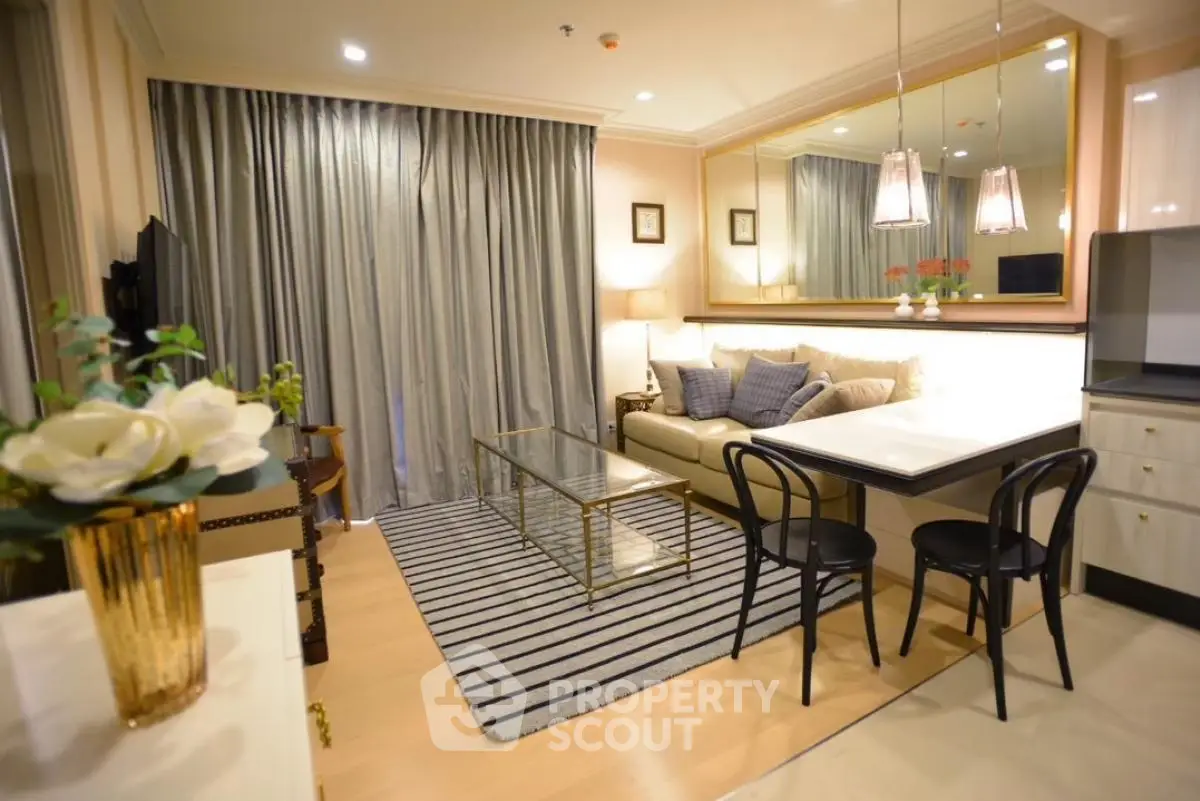 Stylish modern living room with elegant decor and cozy seating area