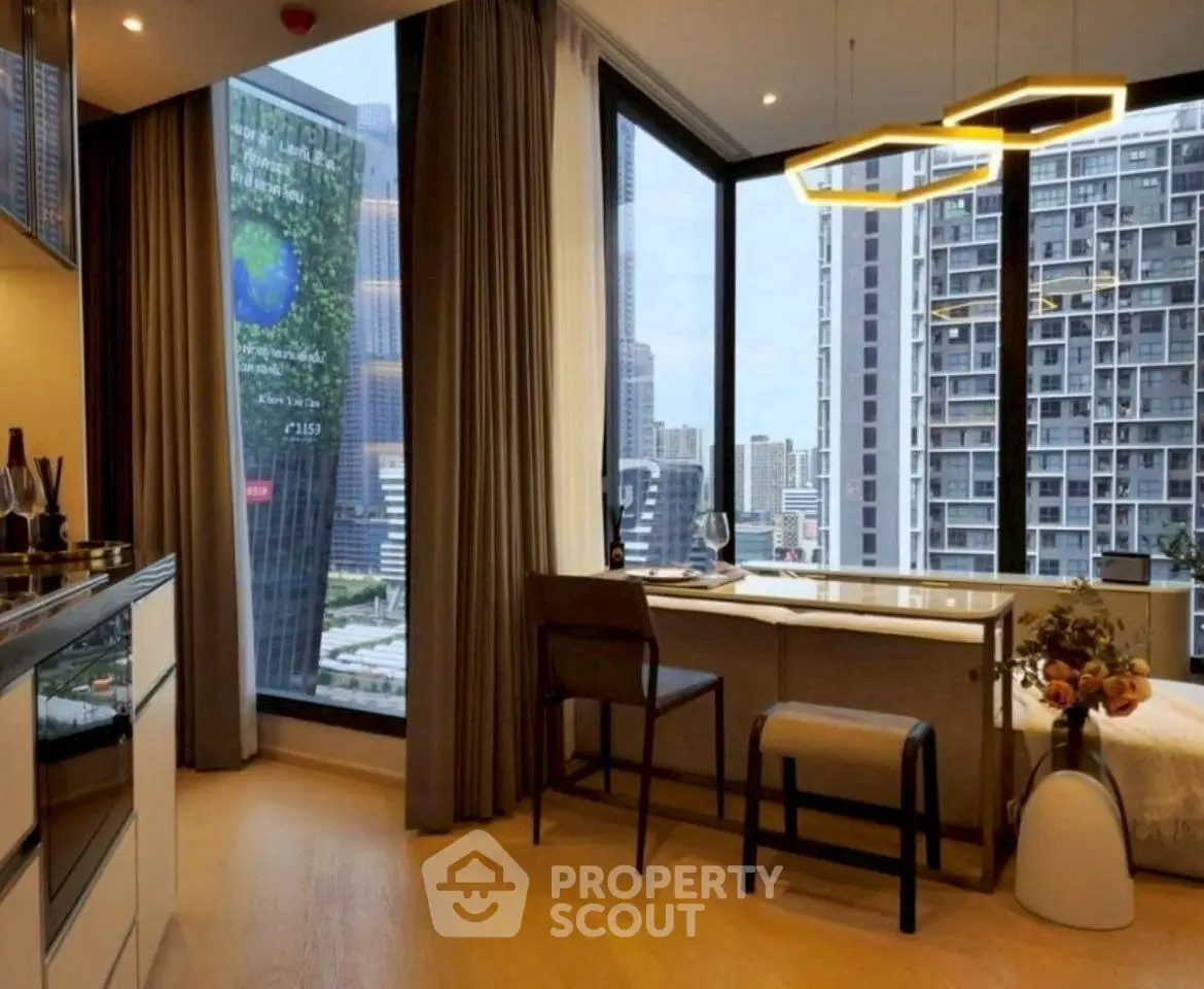 Modern apartment with stunning city view and stylish interior design