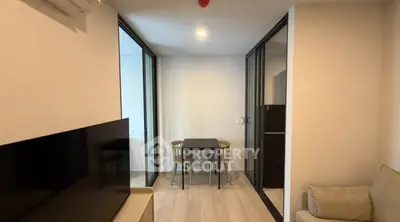 Modern apartment interior with cozy dining area and sleek design