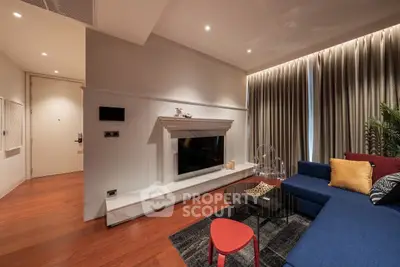 Modern living room with elegant fireplace and stylish decor