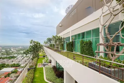 Luxurious rooftop garden with stunning city views and modern architecture.
