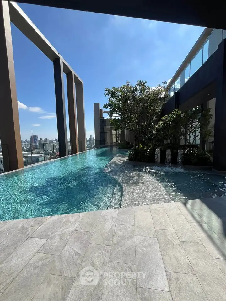 Luxurious rooftop pool with stunning city views and modern design elements.