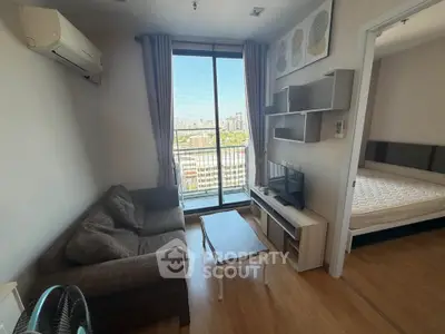 Cozy living room with balcony view in modern apartment