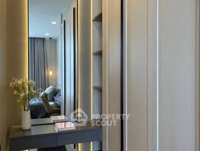 Stylish bedroom with modern decor and elegant lighting