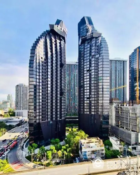 Stunning modern skyscrapers with unique architecture in urban skyline