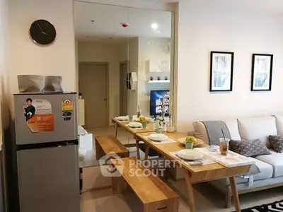 Modern living room with dining area and stylish decor