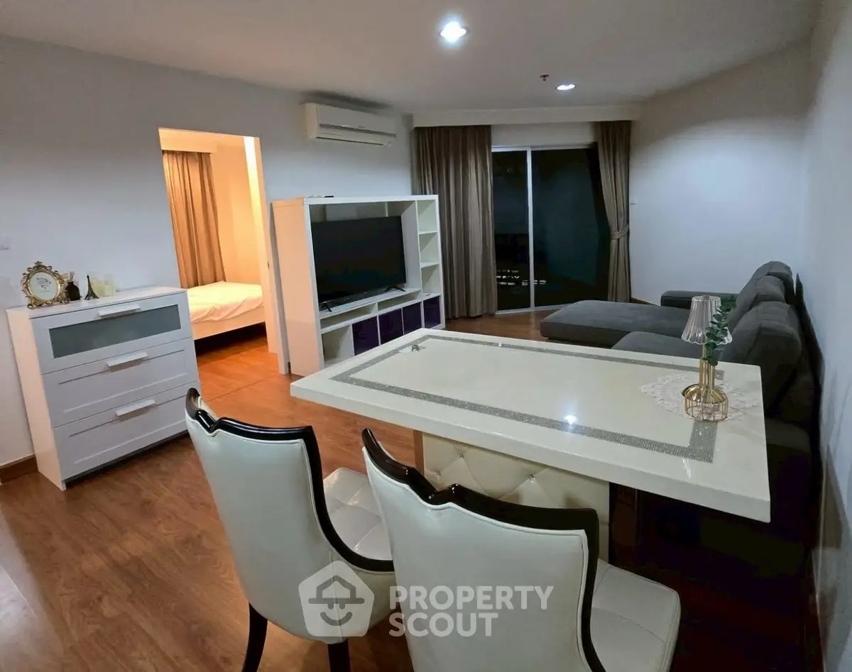 Modern living room with open layout and stylish furniture