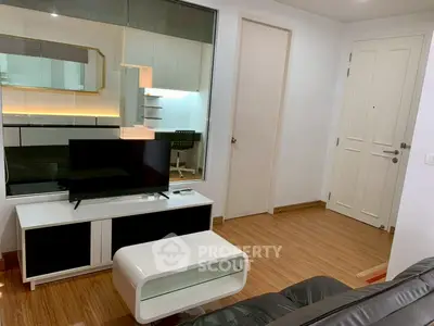 Modern living room with sleek furniture and stylish decor