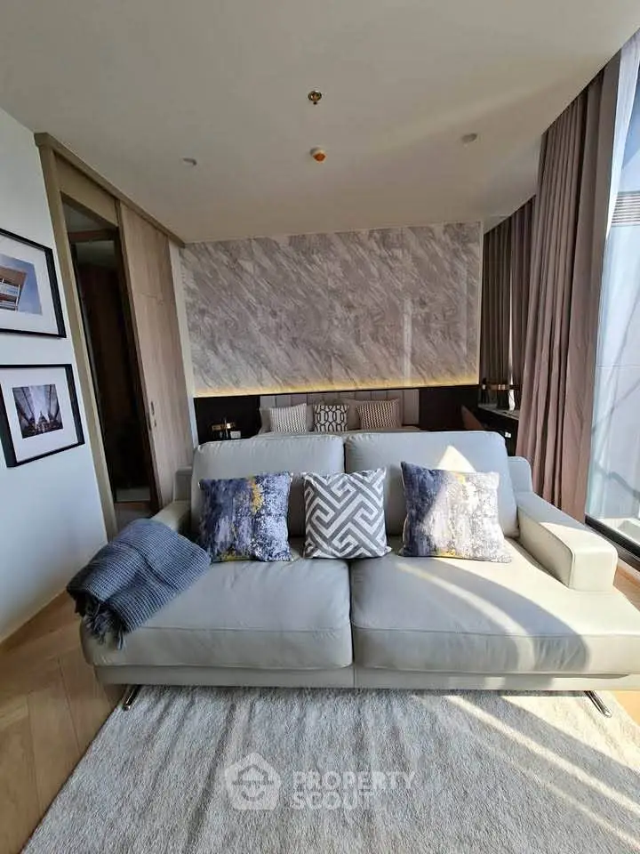 Luxurious living room with elegant decor and natural light