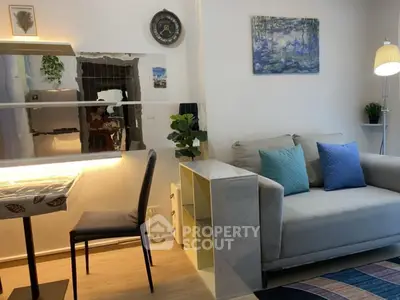 Cozy living room with modern decor and comfortable seating