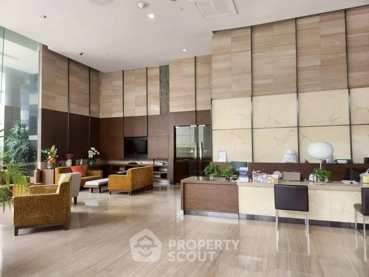 Luxurious modern lobby with elegant seating and stylish decor