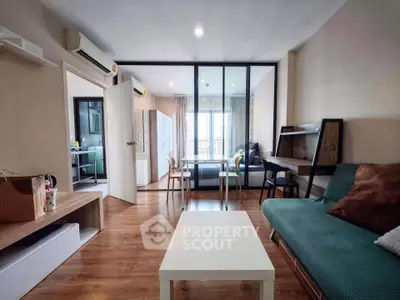 Modern living room with stylish furniture and open layout in a contemporary apartment.
